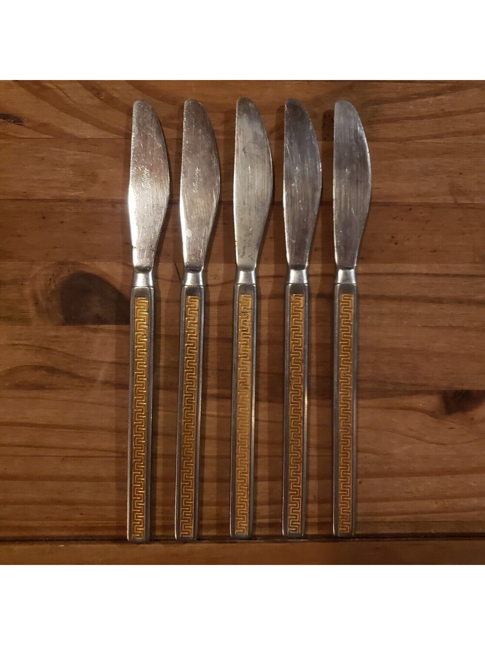 5 Noritake EROS GOLD Stainless 18-8 Dinner Knife Japan Silverware Flatware